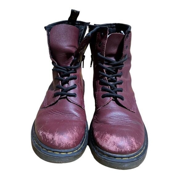 DOC MARTENS Mens 6 Vegan Leather Cherry Red, *Worn And Scuffed*‎ Distressed W 7 main image 5